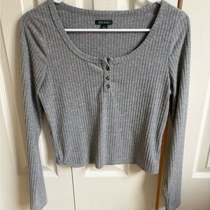Wild Fable Gray Ribbed Long Sleeve Tee